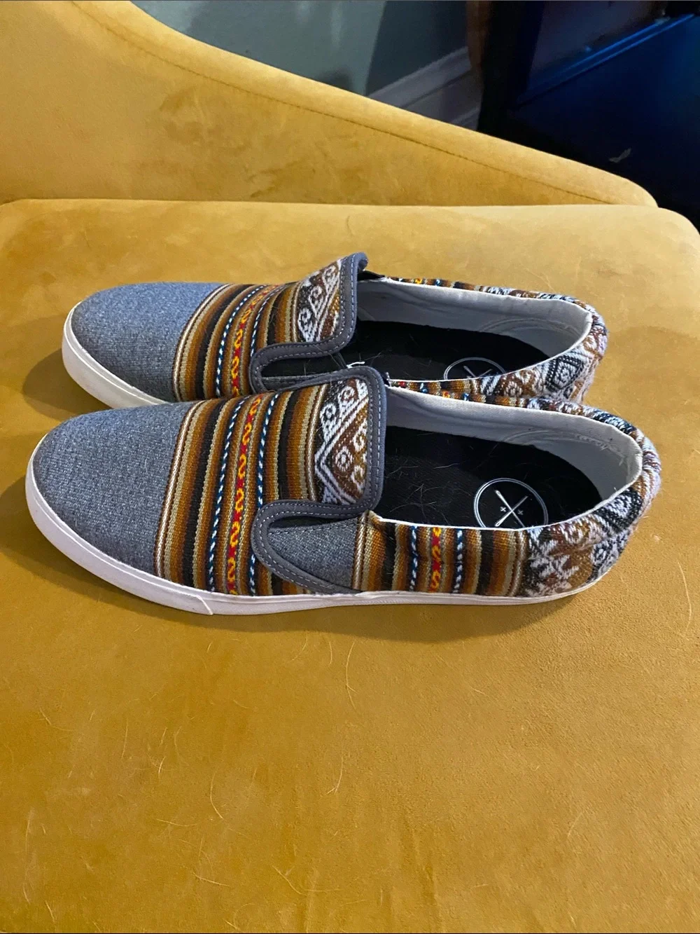 inkkas Gray and Brown Patterned Slip-On Loafers